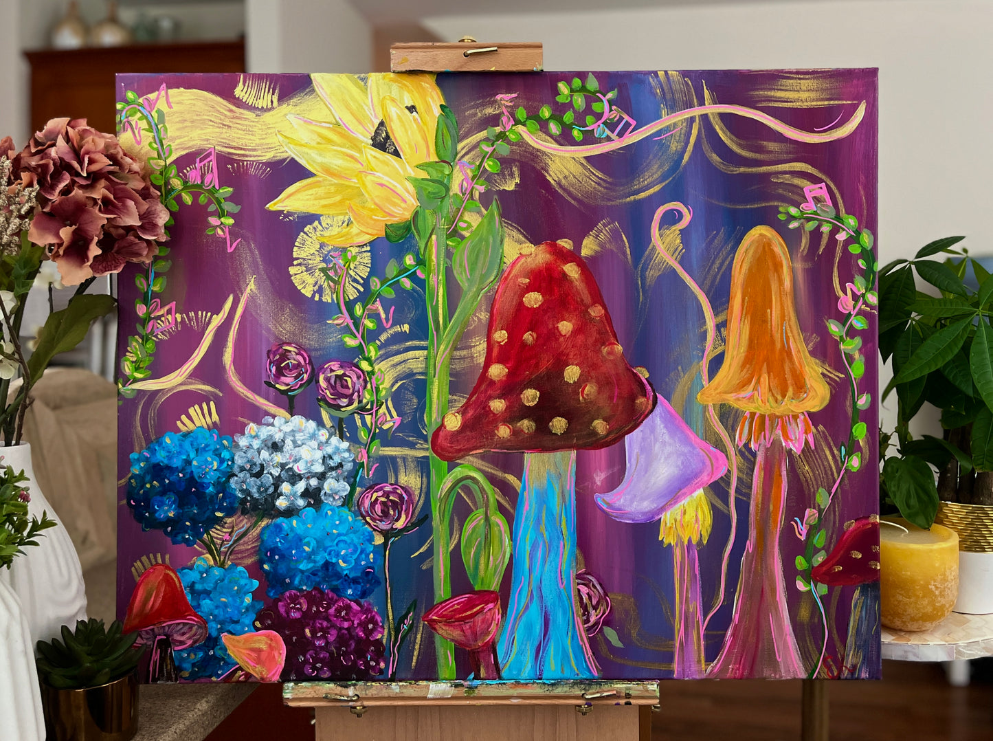 Mushroom Music Garden (30"x24")