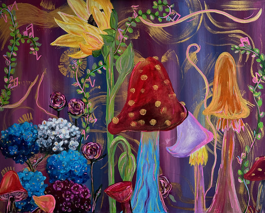 Mushroom Music Garden (30"x24")
