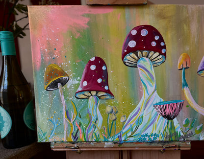 Peaceful Mushroom Garden (18"x14")