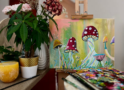 Peaceful Mushroom Garden (18"x14")