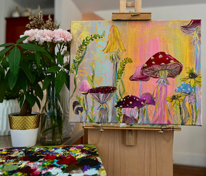 Gold and Pink Mushroom (20"x16")