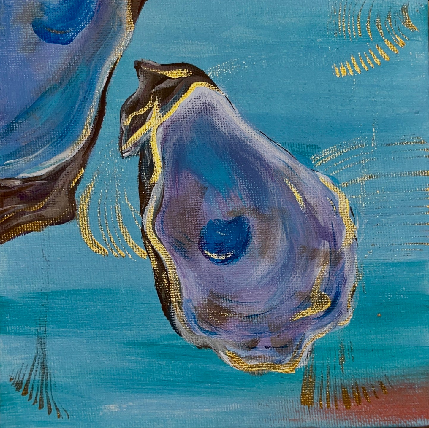 Mini Oyster Painting with Easel Stand