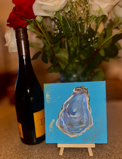 Mini Oyster Painting with Easel Stand