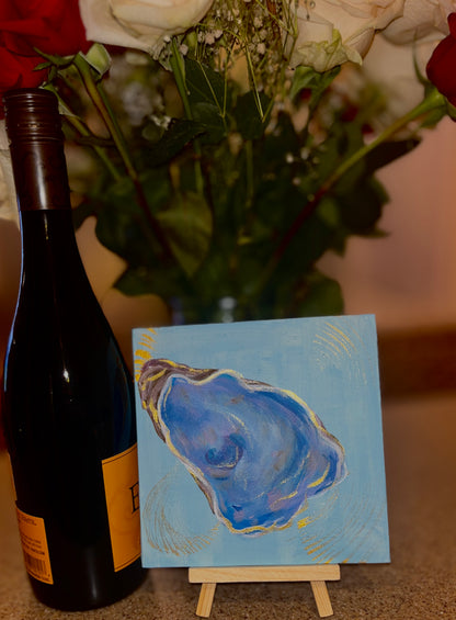 Mini Oyster Painting with Easel Stand
