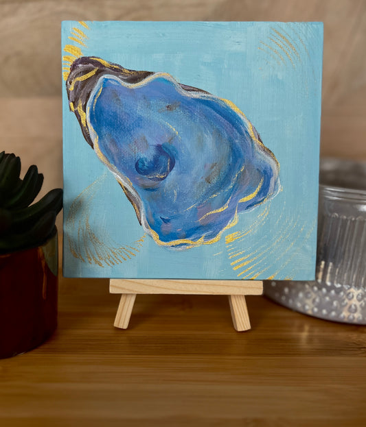 Mini Oyster Painting with Easel Stand