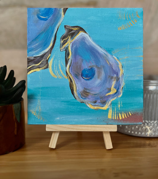 Mini Oyster Painting with Easel Stand