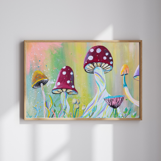 Peaceful Mushroom Garden: Paper Print