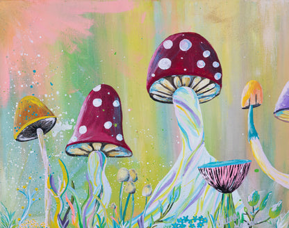Peaceful Mushroom Garden: Paper Print